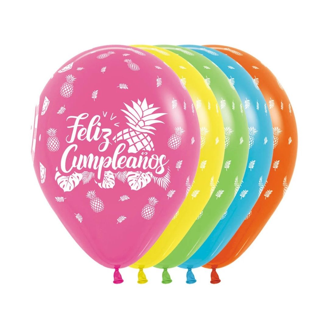 Compra Globo R-12 Feliz Cumpleaños Tropical *12 Unidades en Partymax. Bogotá. Imagen #1.