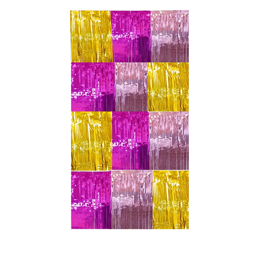 Compra Cortina Flecos Dorada Fucsia Rosada en Partymax. Bogotá. Imagen #1.