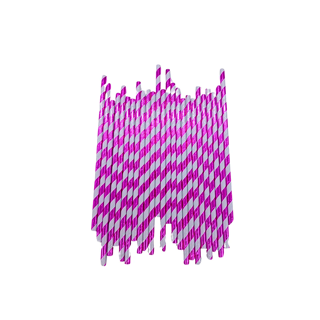 Compra Pitillo de Papel Rayas Metalizadas Fucsia * 25 Unidades en Partymax. Bogotá. Imagen #1.