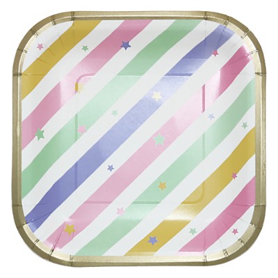 Compra Plato Cuadrado 6" Rayas Pastel *10 Unidades en Partymax. Bogotá. Imagen #1.