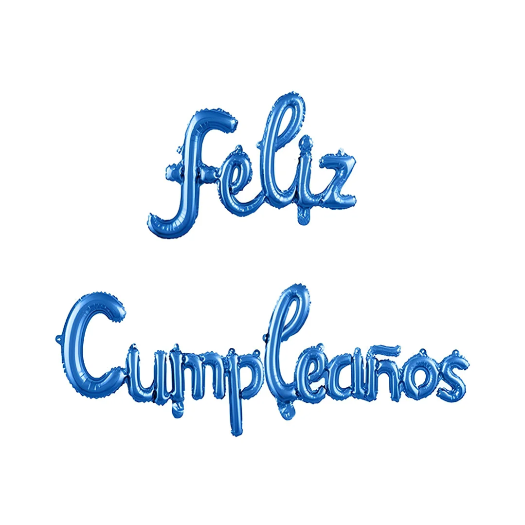 Compra Globo Letrero Feliz Cumpleaños Cursiva Azul en Partymax. Bogotá. Imagen #1.