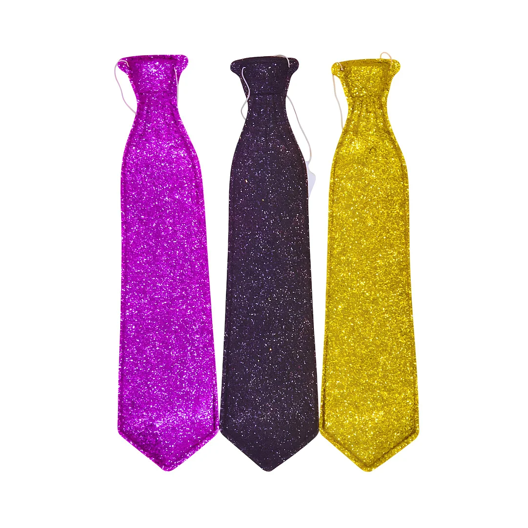 Compra Corbata Larga Escarchada Morado/Negro/Dorado en Partymax. Bogotá. Imagen #1.