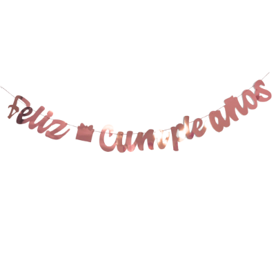 Compra Guirnalda Feliz Cumpleaños Cursiva Oro de Rosa en Partymax. Bogotá. Imagen #1.
