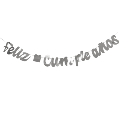 Compra Guirnalda Feliz Cumpleaños Cursiva Plateada en Partymax. Bogotá. Imagen #1.