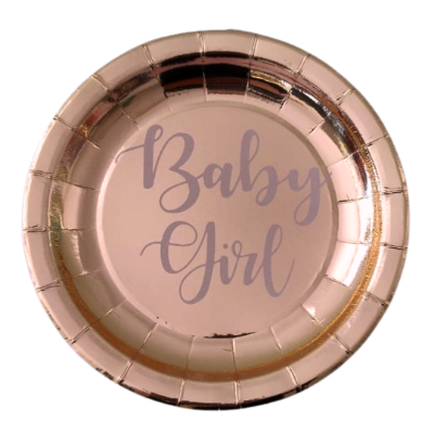 Compra Plato Redondo 7" Baby Girl Oro Rosa * 10 Unidades en Partymax. Bogotá. Imagen #1.