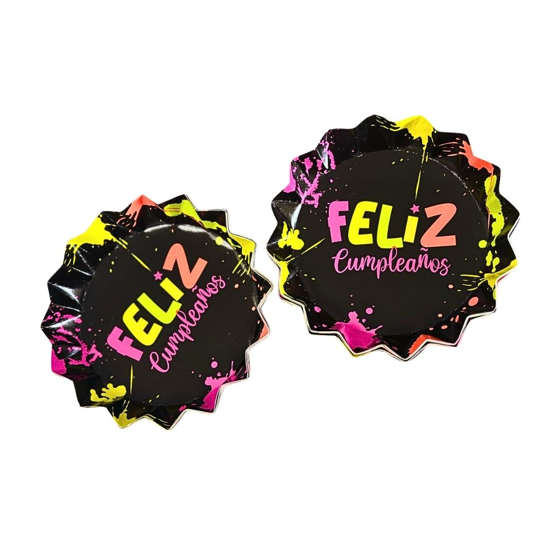 Compra Plato Estrella Neon Feliz Cumpleaños *12 Unidades en Partymax. Bogotá. Imagen #2.