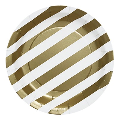 Compra Plato Redondo 6" Rayas Dorado/Blanco *10 Unidades en Partymax. Bogotá. Imagen #1.