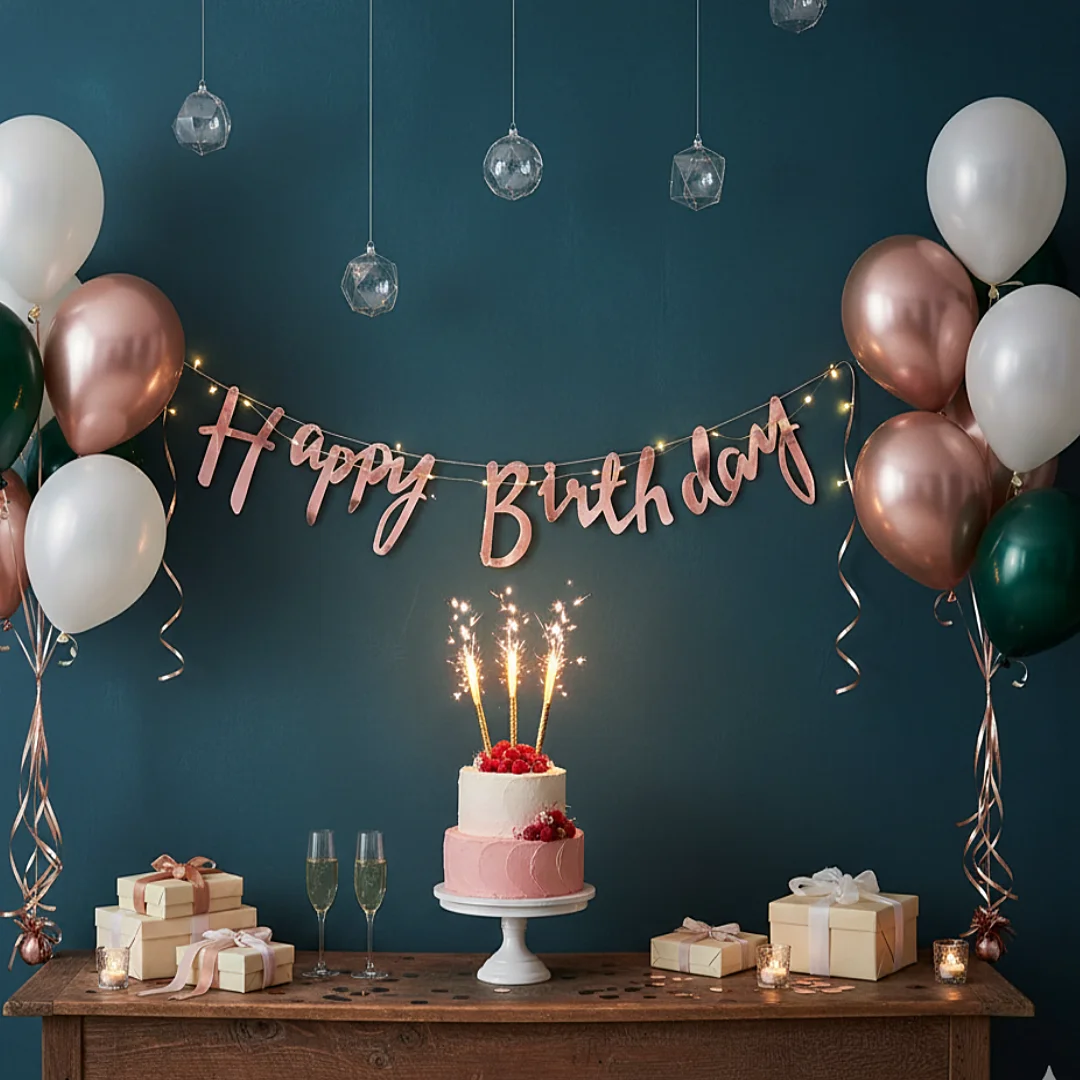 Compra Guirnalda Happy Birthday Cursiva Palo de Rosa en Partymax. Bogotá. Imagen #2.