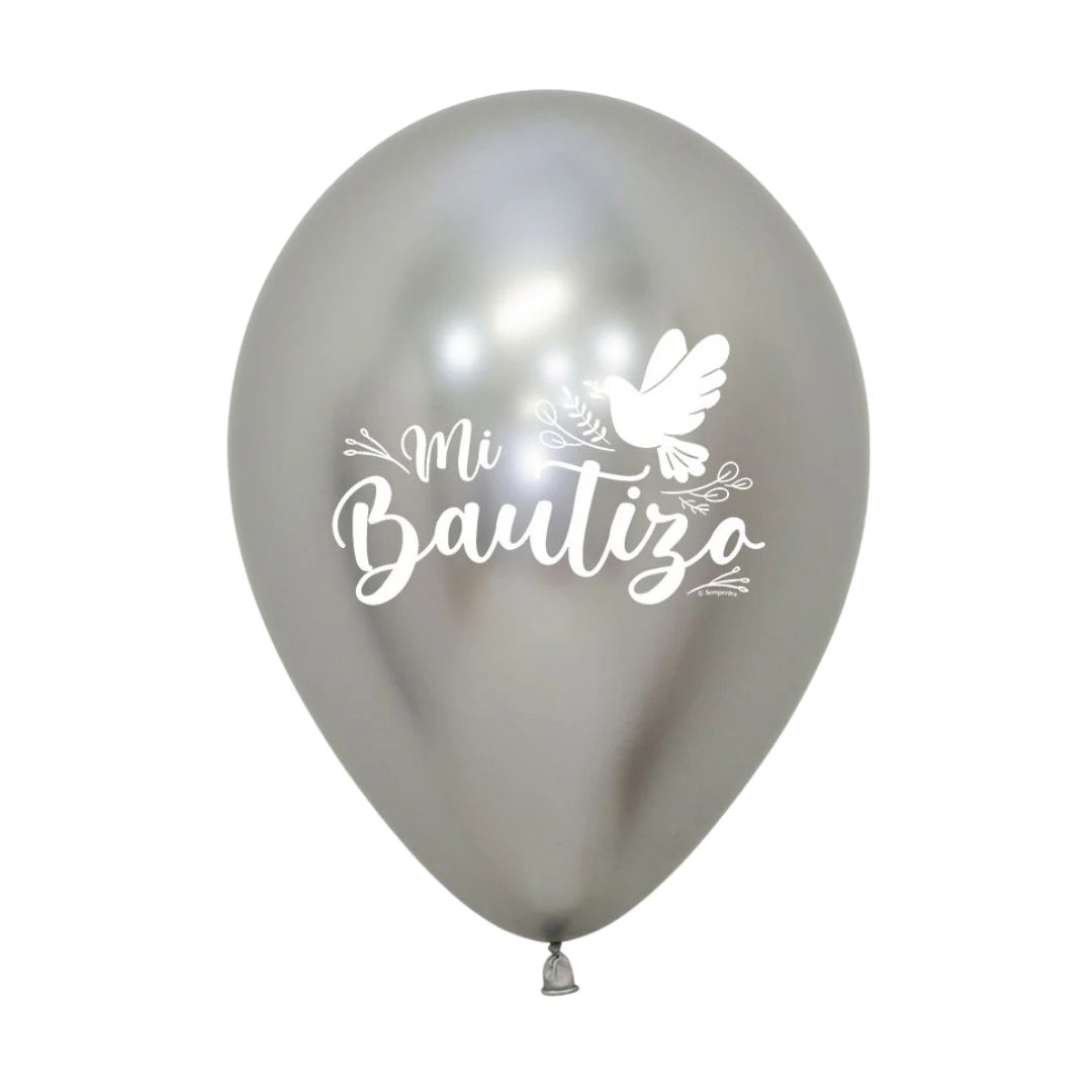 Compra Globo R-12 Mi Bautizo Plateado *12 Unidades en Partymax. Bogotá. Imagen #1.