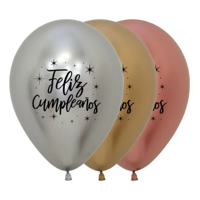 Compra Globo Reflex Feliz Cumpleaños Delux Surtido R12 * 12 Unidades en Partymax. Bogotá. Imagen #1.