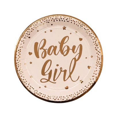 Compra Plato Redondo 7" Baby Girl Oro Rosa/Rosado * 10 Unidades en Partymax. Bogotá. Imagen #1.