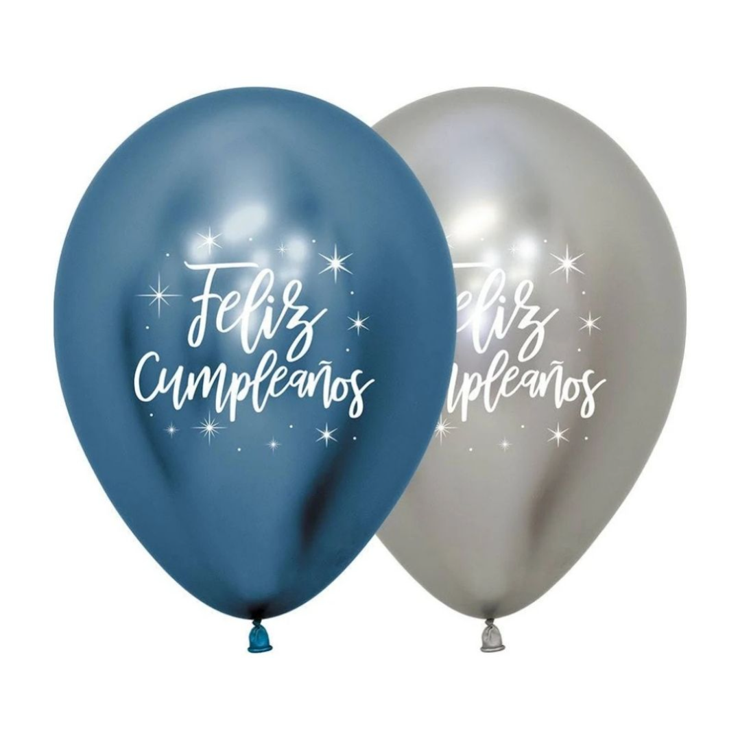 Compra Globo R-12 Feliz Cumpleaños Radianteazul -Plateado *12 Unidades en Partymax. Bogotá. Imagen #1.