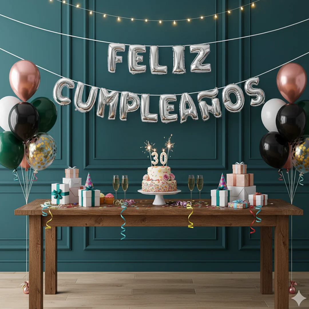 Compra Globo Letrero Feliz Cumpleaños Metalizado Plateado en Partymax. Bogotá. Imagen #2.