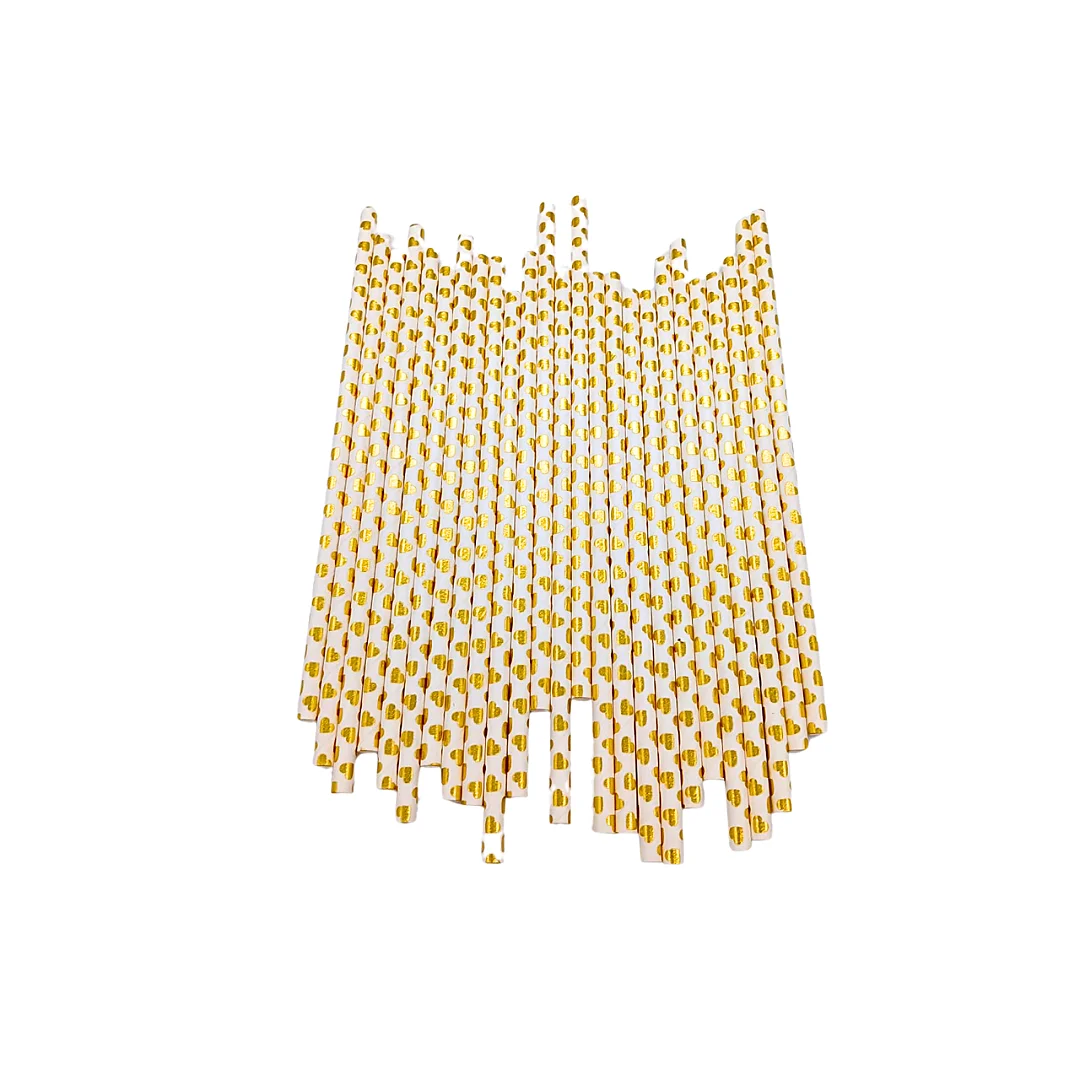 Compra Pitillos Papel Corazones Dorados *25 Und en Partymax. Bogotá. Imagen #1.